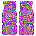 Green Wave Moving Optical Illusion Front and Back Car Floor Mats
