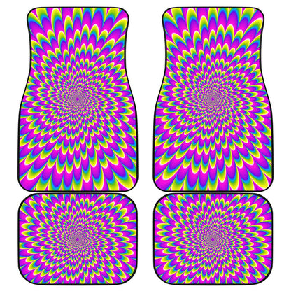 Green Wave Moving Optical Illusion Front and Back Car Floor Mats