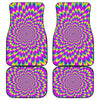 Green Wave Moving Optical Illusion Front and Back Car Floor Mats