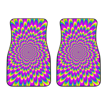 Green Wave Moving Optical Illusion Front Car Floor Mats