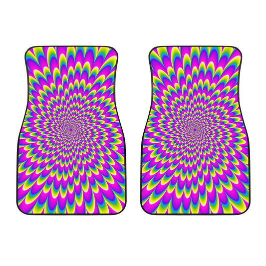 Green Wave Moving Optical Illusion Front Car Floor Mats