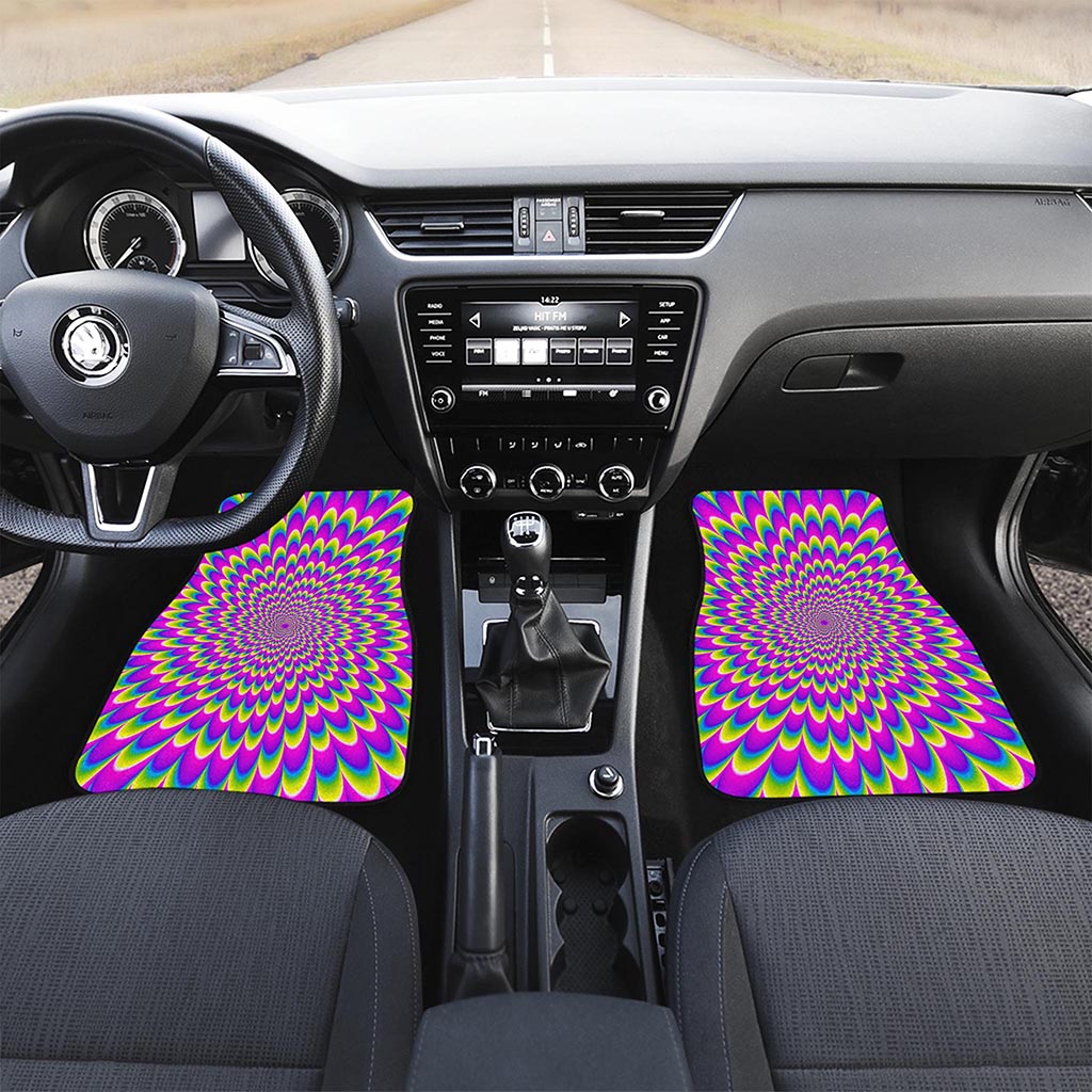 Green Wave Moving Optical Illusion Front Car Floor Mats