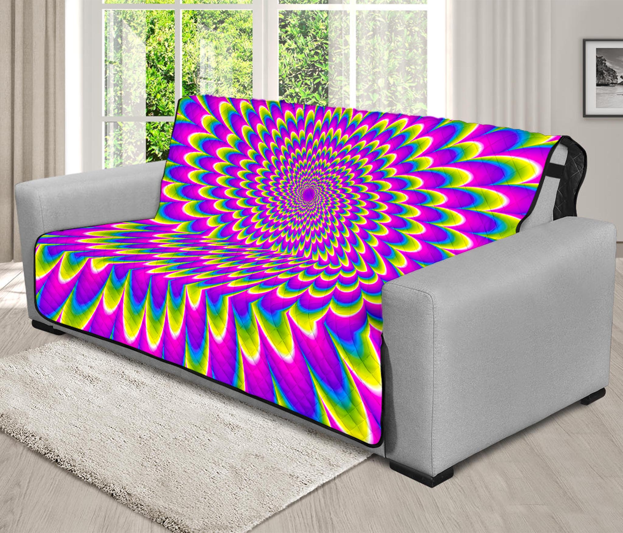 Green Wave Moving Optical Illusion Futon Protector