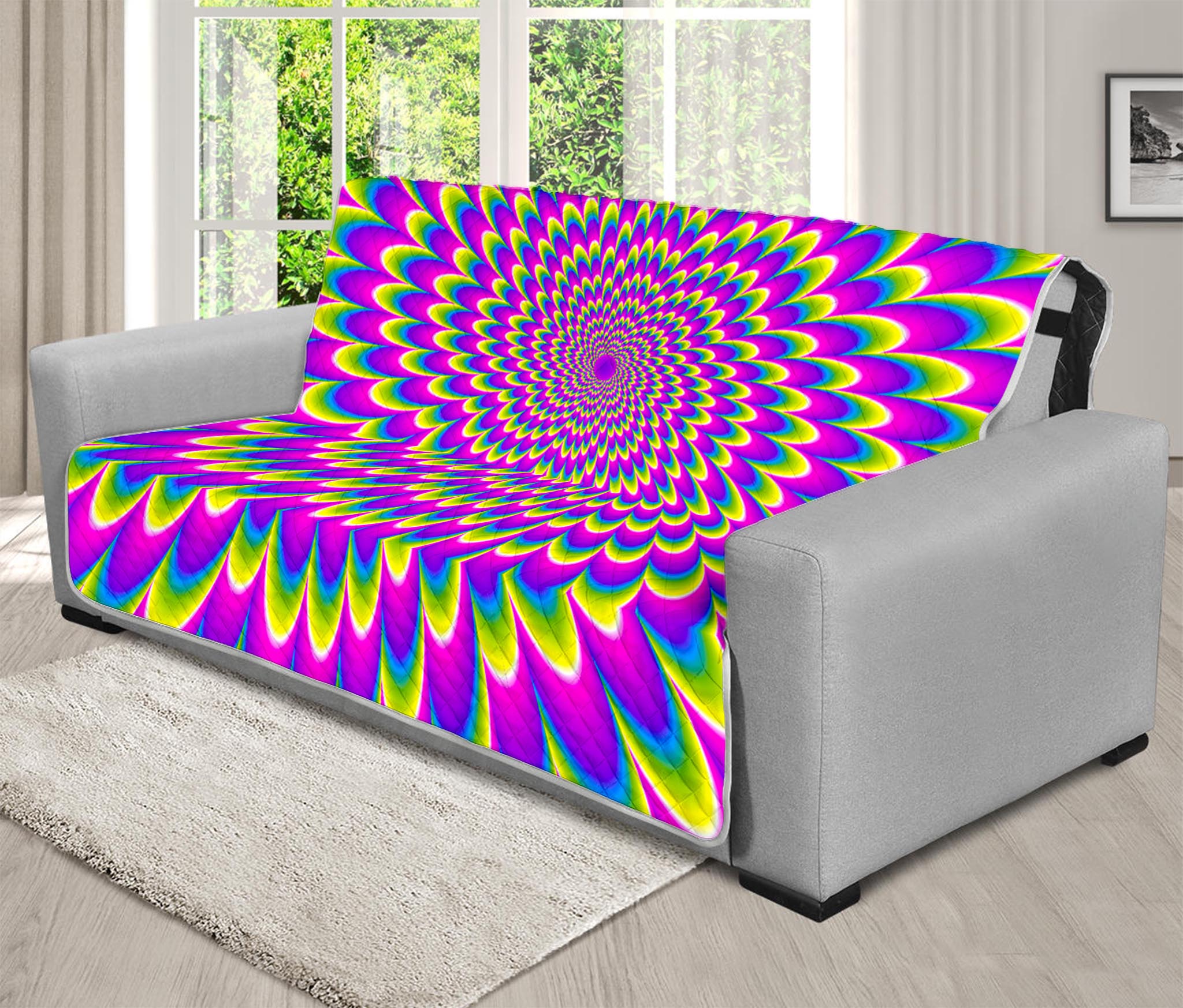 Green Wave Moving Optical Illusion Futon Protector