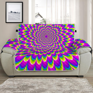 Green Wave Moving Optical Illusion Half Sofa Protector