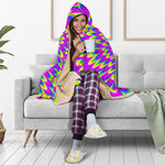 Green Wave Moving Optical Illusion Hooded Blanket