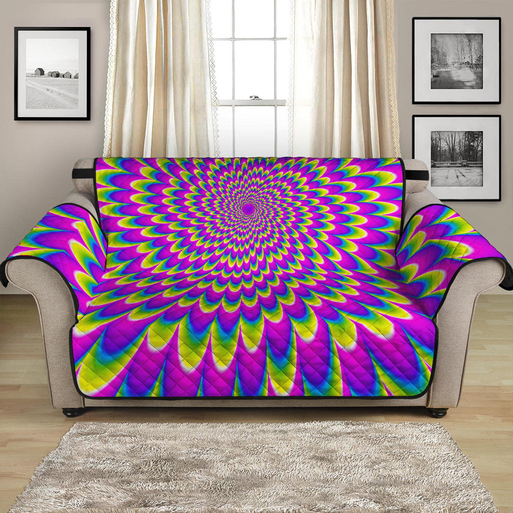 Green Wave Moving Optical Illusion Loveseat Protector