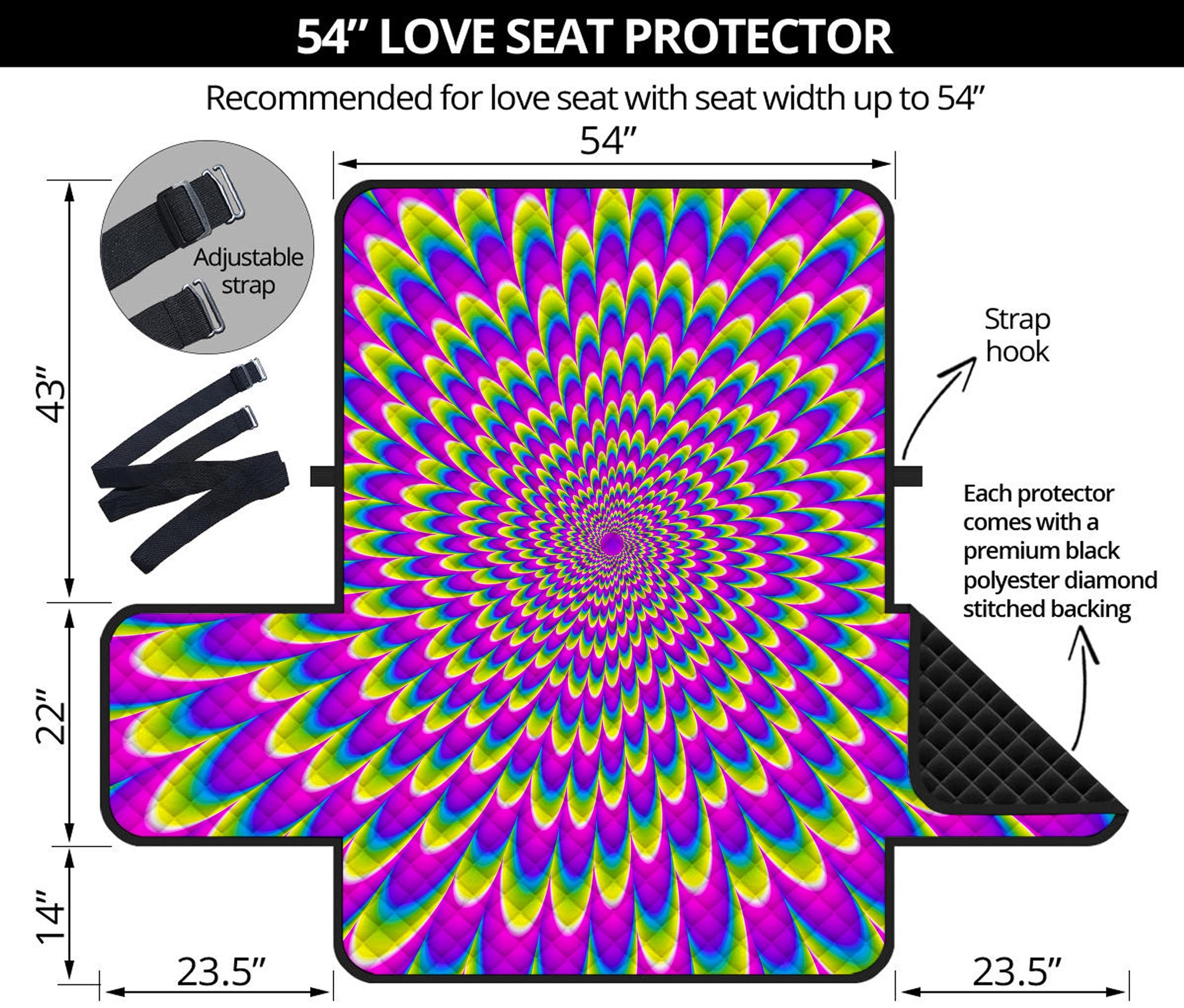 Green Wave Moving Optical Illusion Loveseat Protector