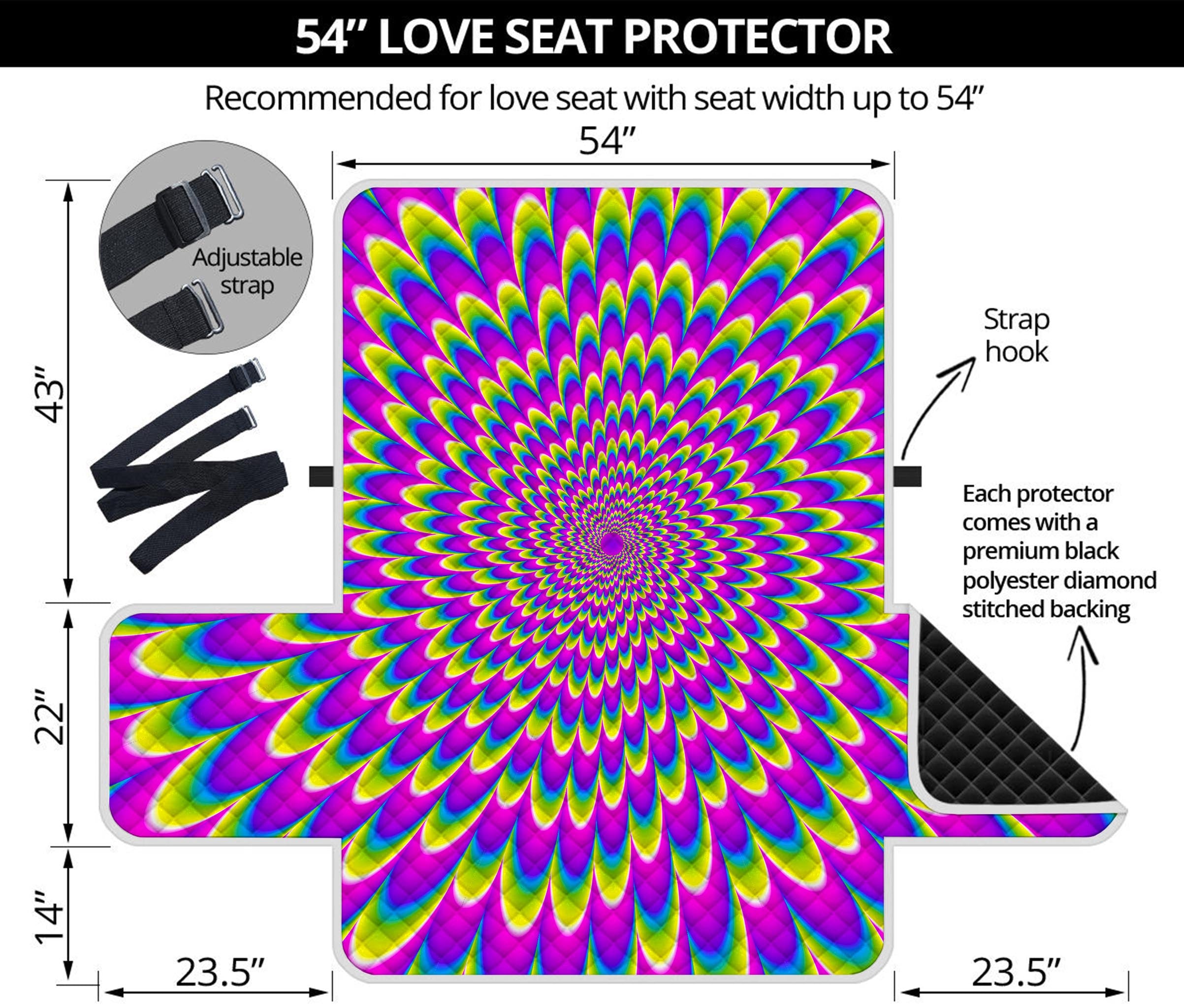 Green Wave Moving Optical Illusion Loveseat Protector