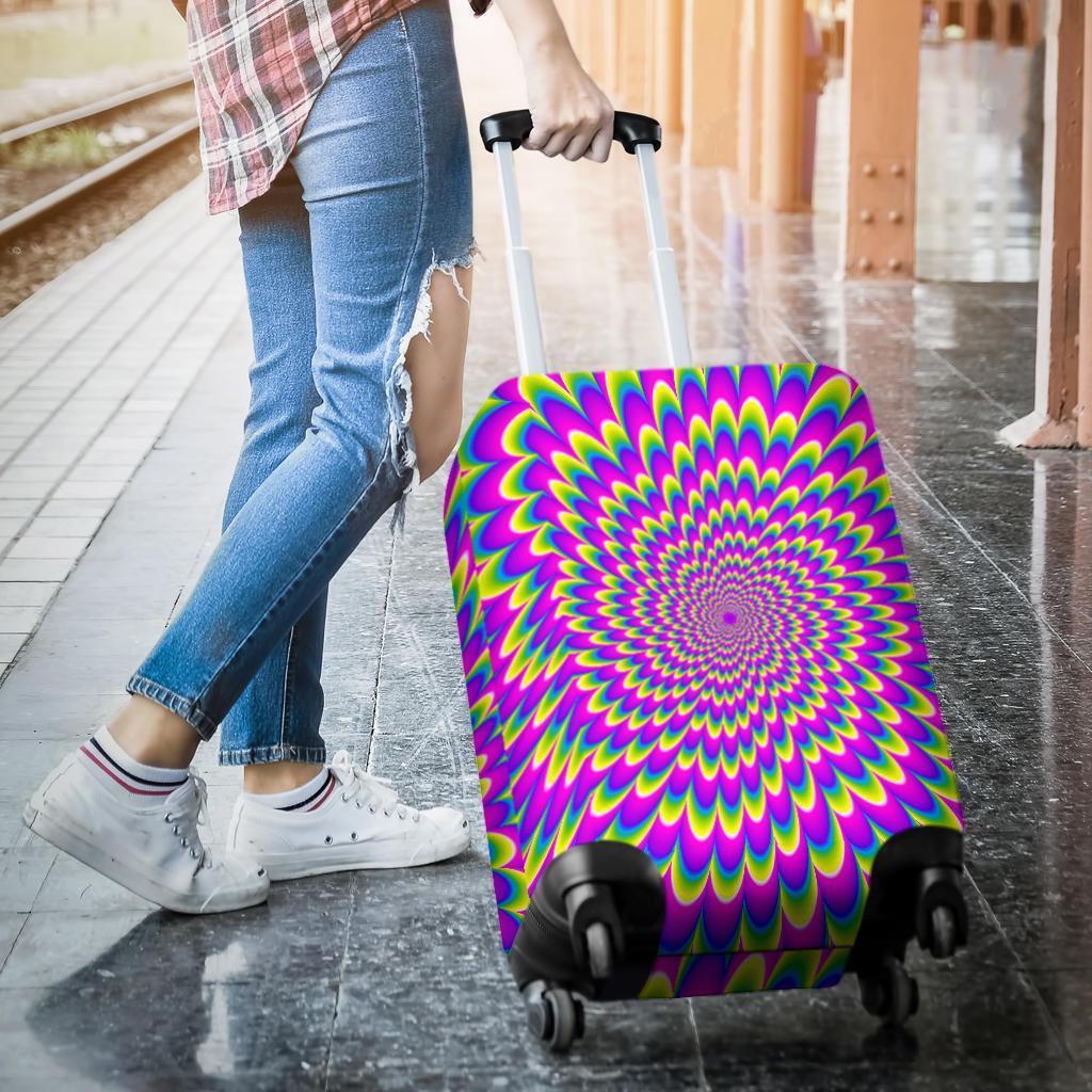Green Wave Moving Optical Illusion Luggage Cover GearFrost