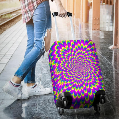 Green Wave Moving Optical Illusion Luggage Cover GearFrost