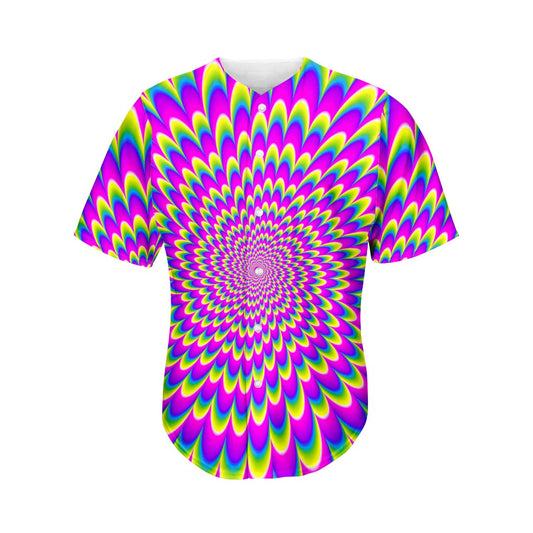 Green Wave Moving Optical Illusion Men's Baseball Jersey