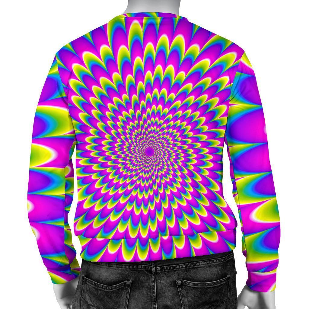 Green Wave Moving Optical Illusion Men's Crewneck Sweatshirt GearFrost