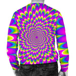 Green Wave Moving Optical Illusion Men's Crewneck Sweatshirt GearFrost