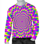 Green Wave Moving Optical Illusion Men's Crewneck Sweatshirt GearFrost