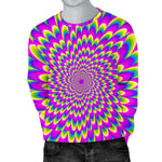 Green Wave Moving Optical Illusion Men's Crewneck Sweatshirt GearFrost