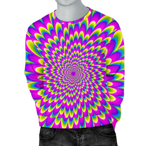 Green Wave Moving Optical Illusion Men's Crewneck Sweatshirt GearFrost