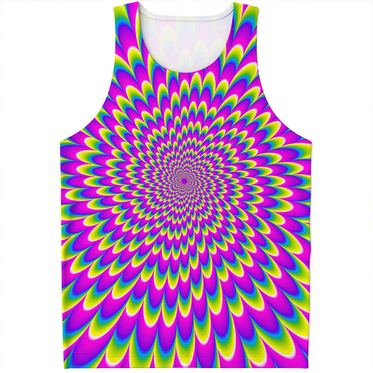 Green Wave Moving Optical Illusion Men's Tank Top