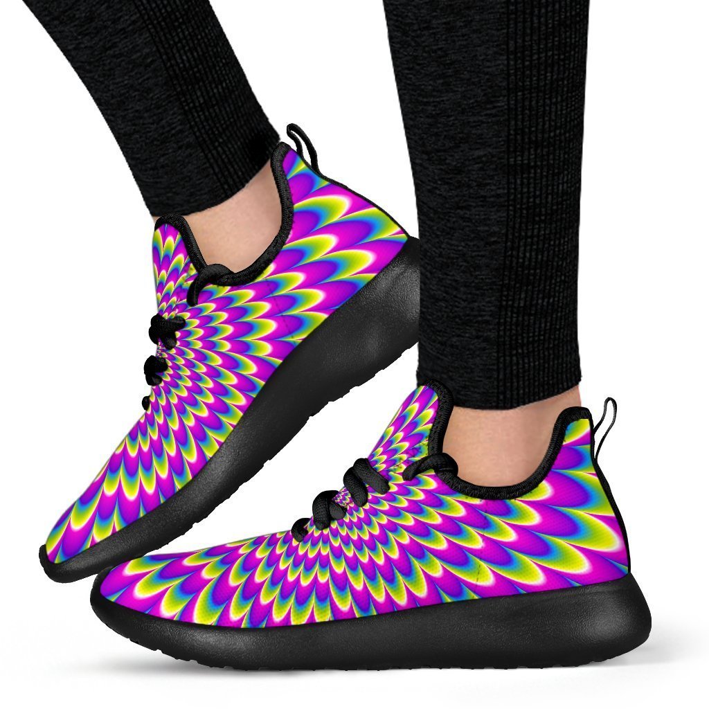 Green Wave Moving Optical Illusion Mesh Knit Shoes GearFrost