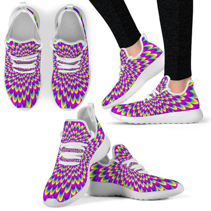 Green Wave Moving Optical Illusion Mesh Knit Shoes GearFrost