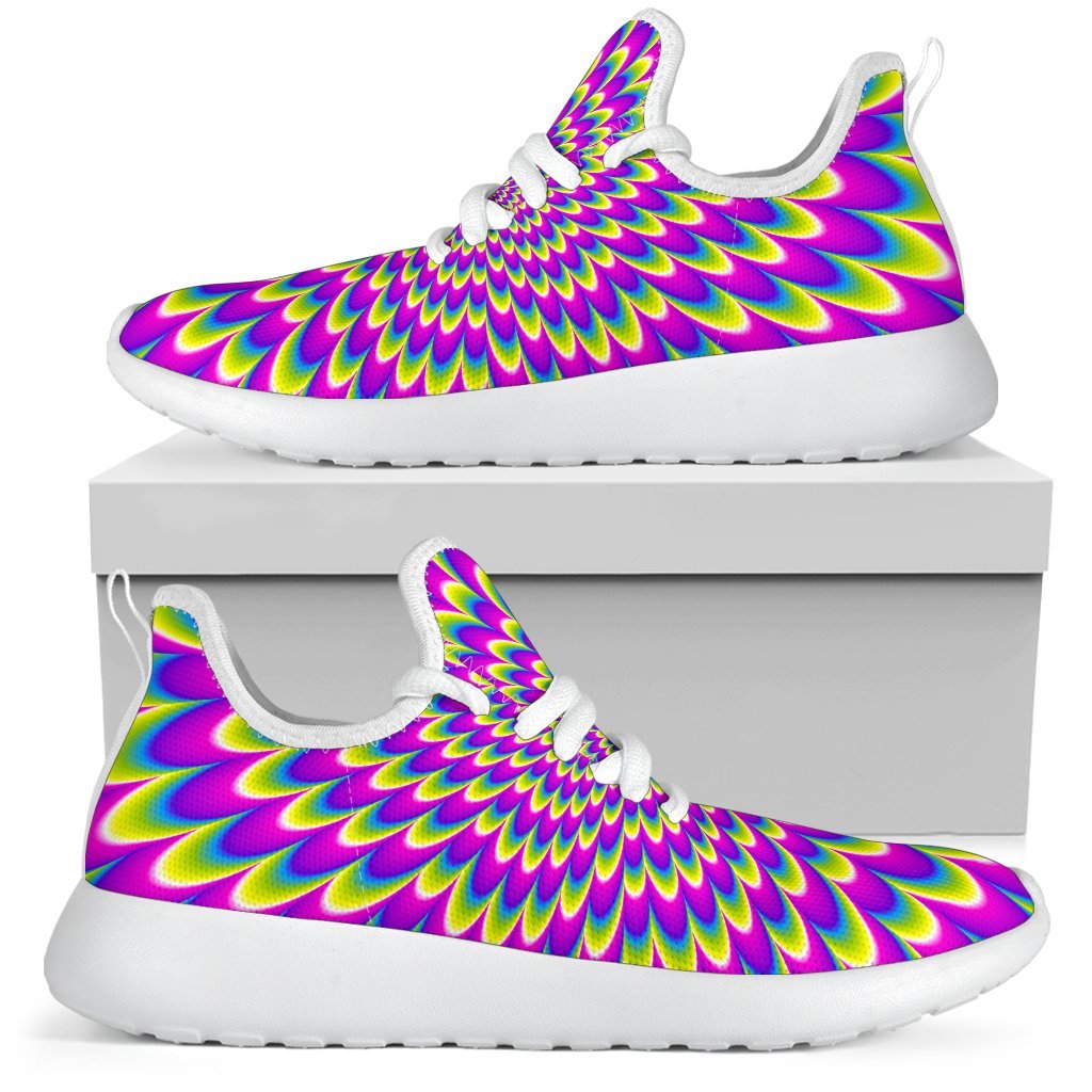 Green Wave Moving Optical Illusion Mesh Knit Shoes GearFrost
