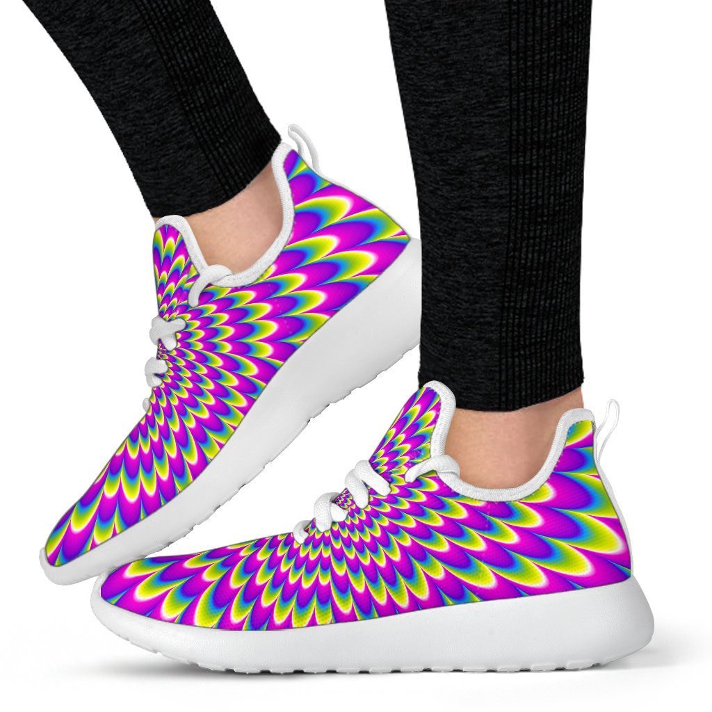 Green Wave Moving Optical Illusion Mesh Knit Shoes GearFrost