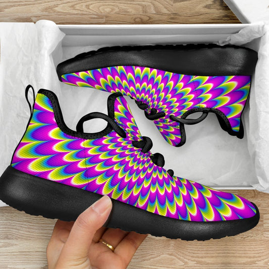 Green Wave Moving Optical Illusion Mesh Knit Shoes GearFrost