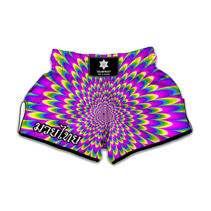Green Wave Moving Optical Illusion Muay Thai Boxing Shorts