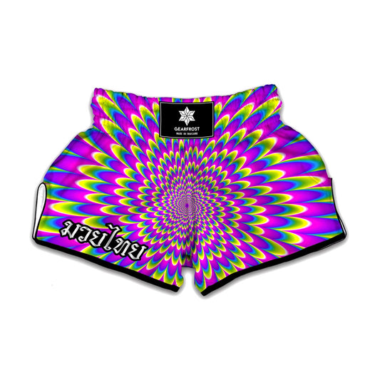 Green Wave Moving Optical Illusion Muay Thai Boxing Shorts