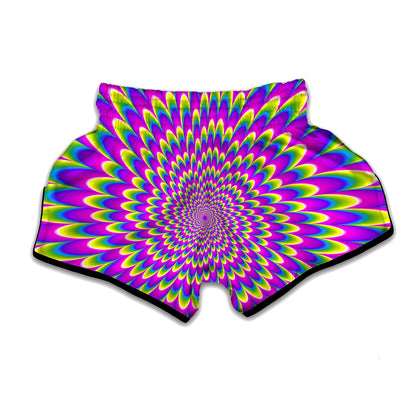 Green Wave Moving Optical Illusion Muay Thai Boxing Shorts