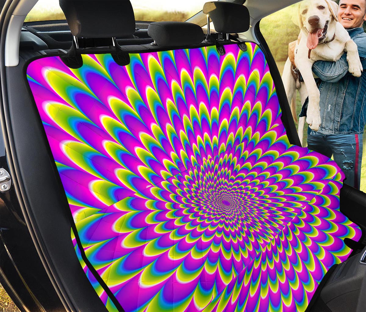 Green Wave Moving Optical Illusion Pet Car Back Seat Cover