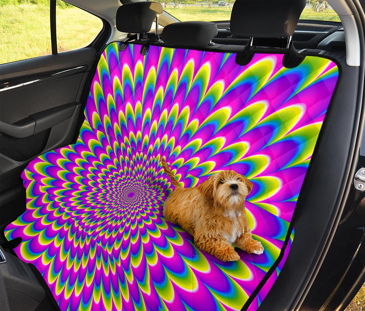 Green Wave Moving Optical Illusion Pet Car Back Seat Cover