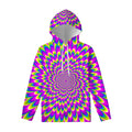 Green Wave Moving Optical Illusion Pullover Hoodie
