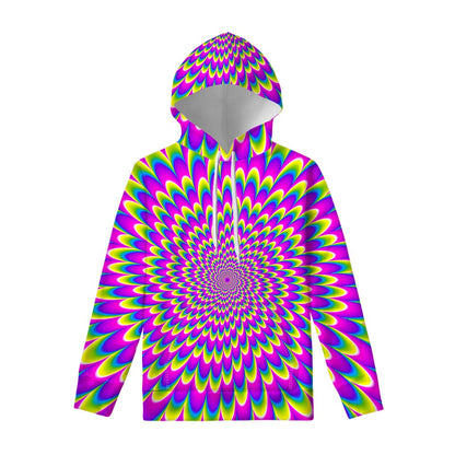 Green Wave Moving Optical Illusion Pullover Hoodie