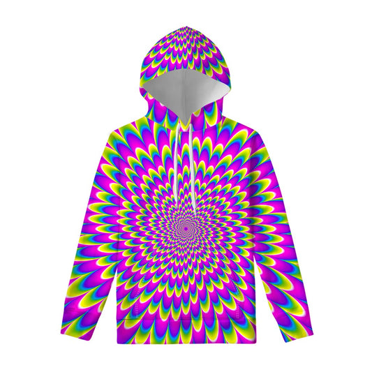 Green Wave Moving Optical Illusion Pullover Hoodie