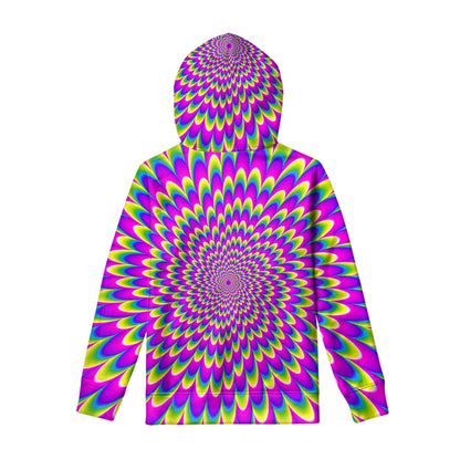Green Wave Moving Optical Illusion Pullover Hoodie