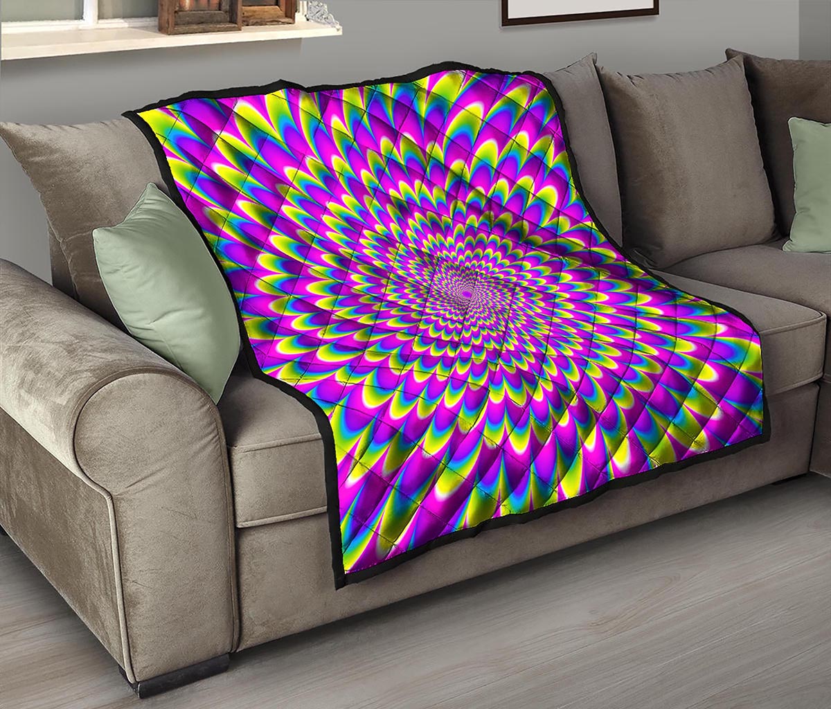 Green Wave Moving Optical Illusion Quilt