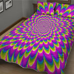 Green Wave Moving Optical Illusion Quilt Bed Set