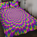 Green Wave Moving Optical Illusion Quilt Bed Set