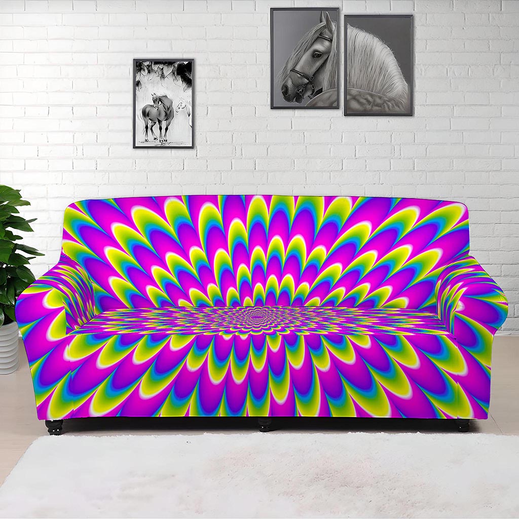 Green Wave Moving Optical Illusion Sofa Cover