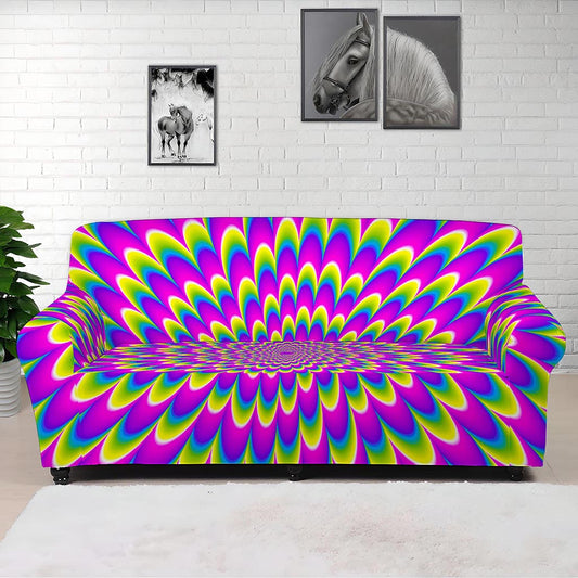 Green Wave Moving Optical Illusion Sofa Cover