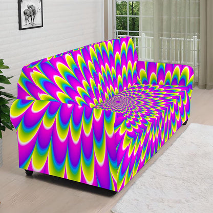 Green Wave Moving Optical Illusion Sofa Cover