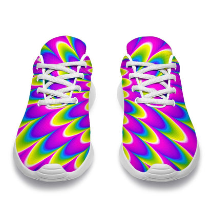 Green Wave Moving Optical Illusion Sport Shoes GearFrost
