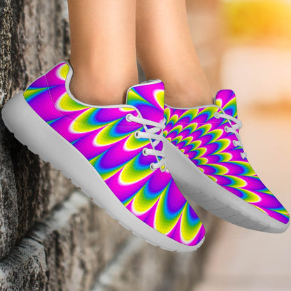 Green Wave Moving Optical Illusion Sport Shoes GearFrost