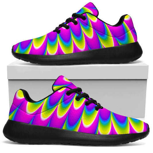 Green Wave Moving Optical Illusion Sport Shoes GearFrost