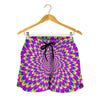 Green Wave Moving Optical Illusion Women's Shorts