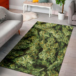 Green Weed Print Area Rug