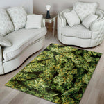 Green Weed Print Area Rug