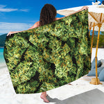 Green Weed Print Beach Sarong Wrap