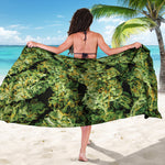 Green Weed Print Beach Sarong Wrap